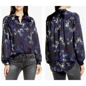 Equipment Femme Cornelia Eclipse Blue Floral Print Blouse